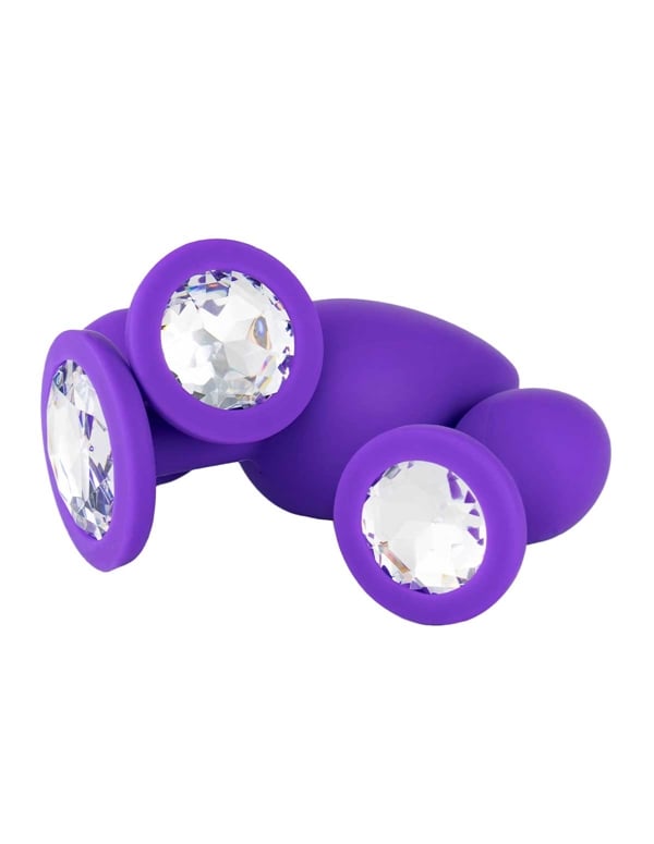 Sweet Cheeks - 3Pc Silicone Jeweled Plug Set ALT2 view Color: PR