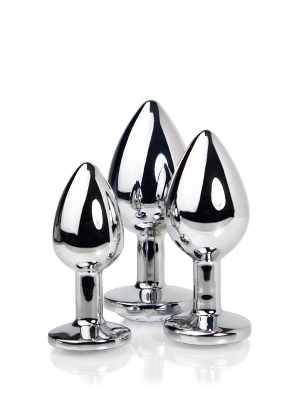 Fem Gem - 3Pc Chrome Jeweled Plug Set ALT4 view Color: SL