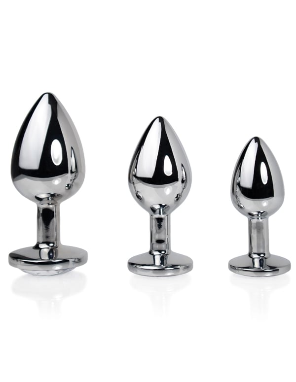 Fem Gem - 3Pc Chrome Jeweled Plug Set default view Color: SL