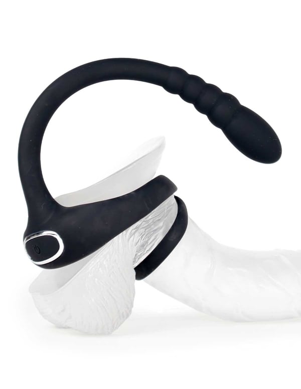 Anal Quest - Quickdraw Prostate Massager With Dual Ring + Remote ALT3 view Color: BK