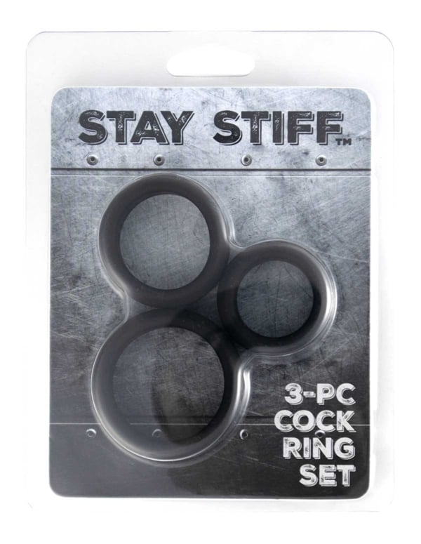 Stay Stiff - 3Pc Cock Ring Set ALT3 view Color: BK