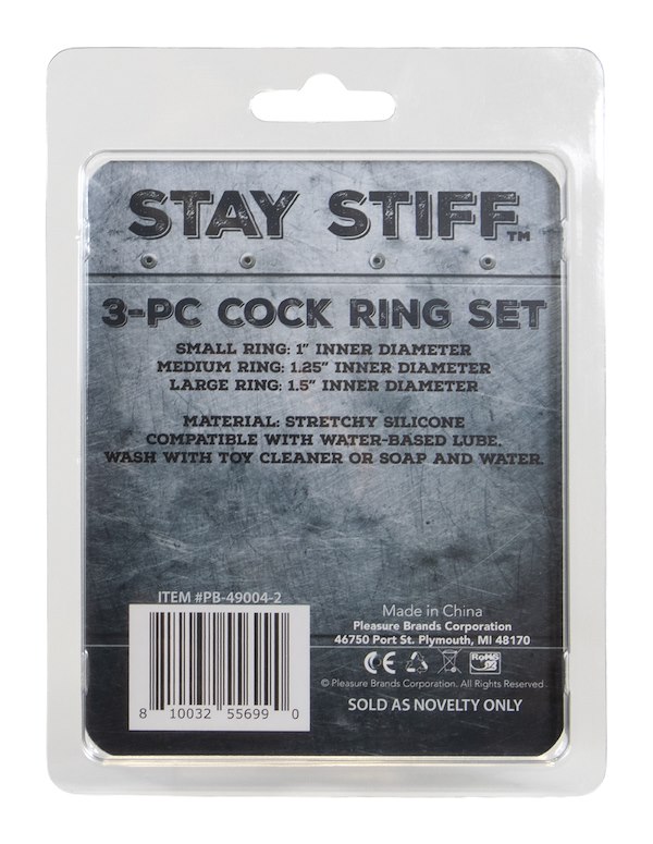 STAY STIFF - 3PC COCK RING SET ALT4 view Color: BK