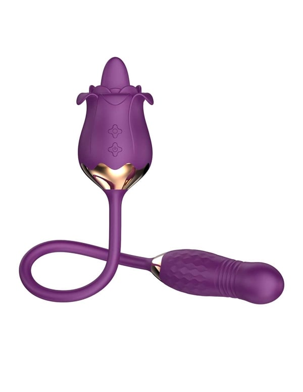 Pinnacle Of Pleasure - Thrusting Vibe + Rose Tongue Stimulator ALT1 view Color: PR