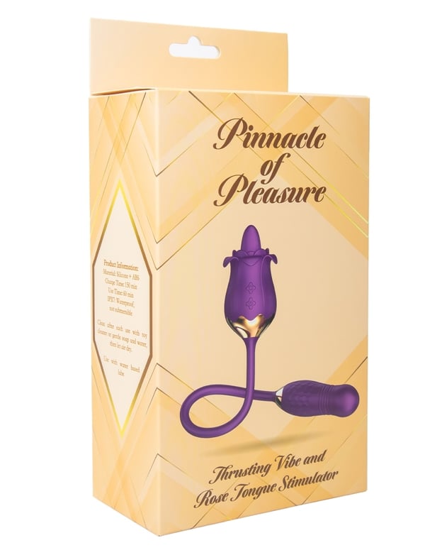 Pinnacle Of Pleasure - Thrusting Vibe + Rose Tongue Stimulator ALT4 view Color: PR