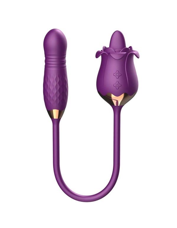 Pinnacle Of Pleasure - Thrusting Vibe + Rose Tongue Stimulator default view Color: PR