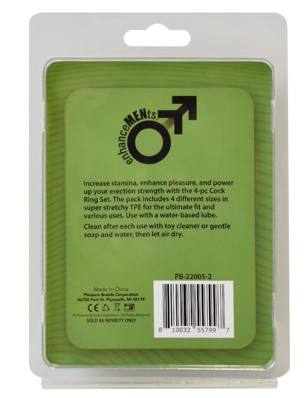 Enhancements - 4Pc Cock Ring Set ALT6 view Color: BK