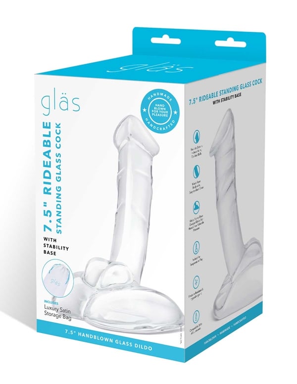 Glas 7.5 Inch Rideable Dildo With Stability Base ALT5 view Color: CL