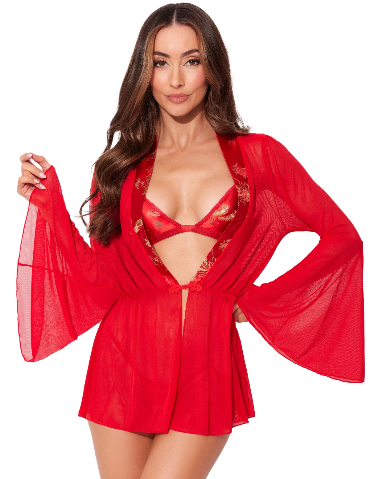 alternate image for Year Of The Dragon 3Pc Bra And Panty With Robe