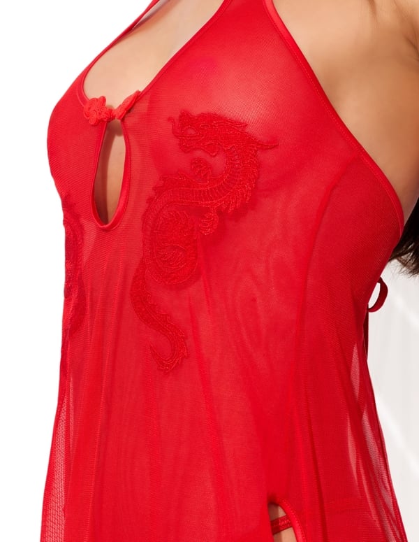 Year Of The Dragon Plus Size Chemise Set ALT2 view Color: RD