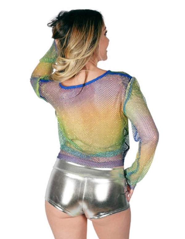Metallic Silver Booty Shorts ALT1 view Color: SL