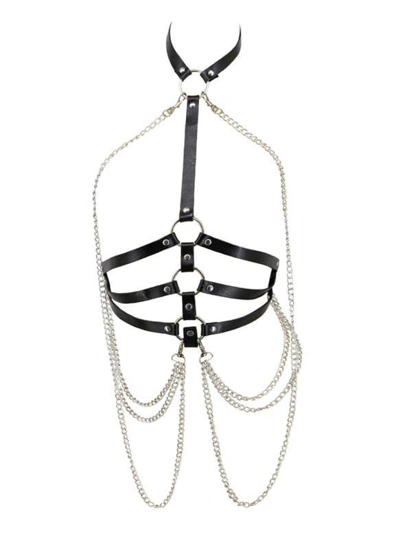 Leatherette Body Harness ALT2 view Color: BK