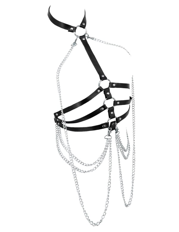 Leatherette Body Harness ALT3 view Color: BK