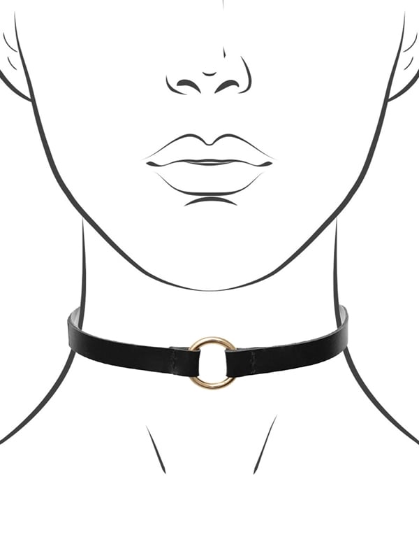 Leather Choker With O-Ring default view Color: BK