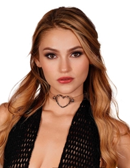 Front view of CLEAR CHOKER WITH HEART RING