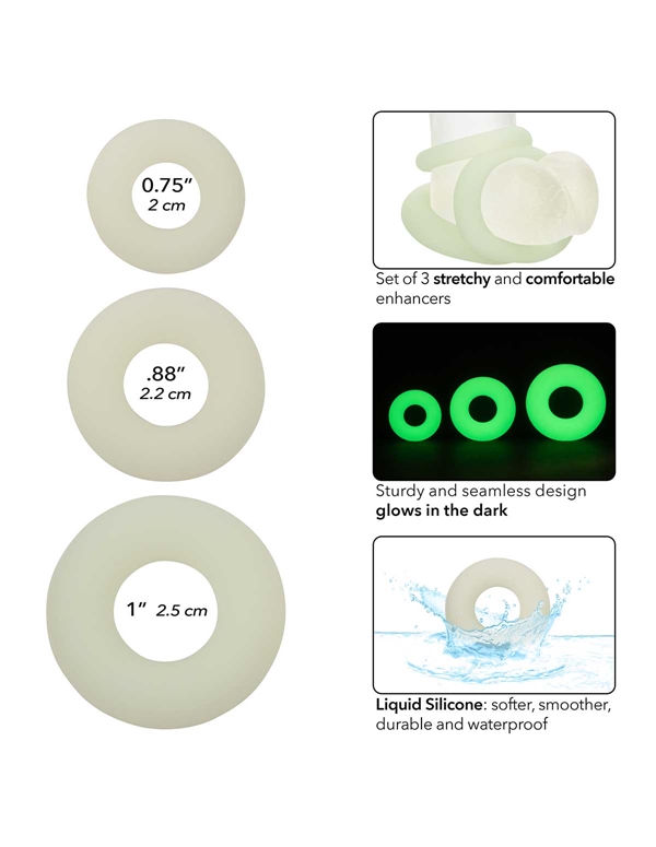 Alpha - Glow-In-The-Dark Liquid Silicone 3 Ring Set ALT3 view Color: CL