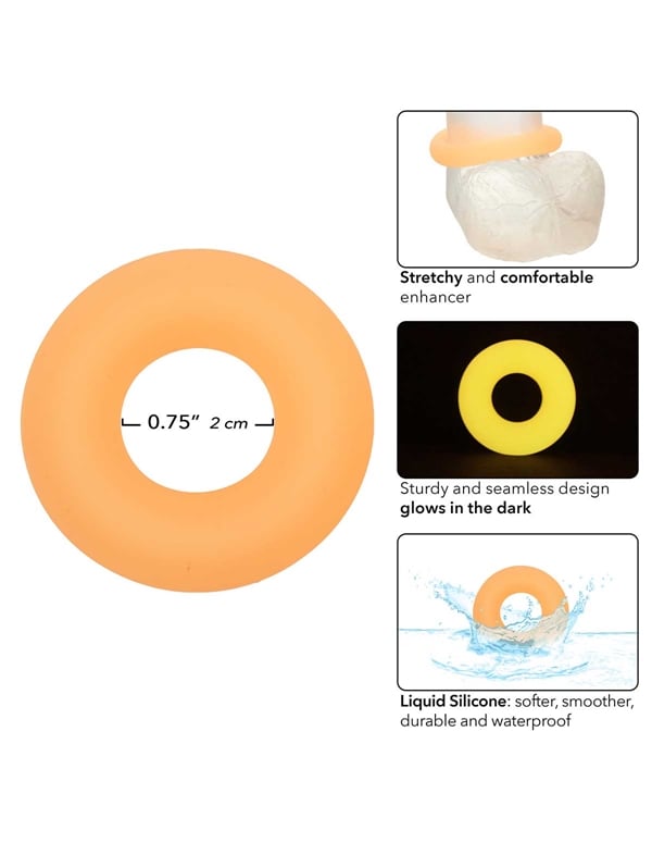 Alpha - Glow-In-The-Dark Liquid Silicone Prolong Medium Ring ALT3 view Color: OR