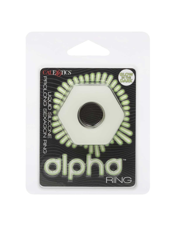 Alpha - Glow-In-The-Dark Liquid Silicone Prolong Sexagon Ring ALT4 view Color: CL