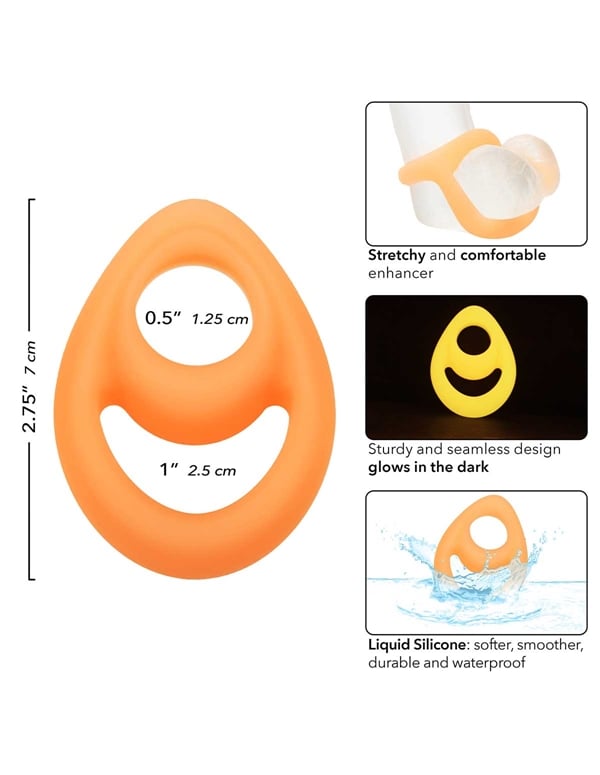 Alpha - Glow-In-The-Dark Liquid Silicone Teardrop Ring ALT3 view Color: OR