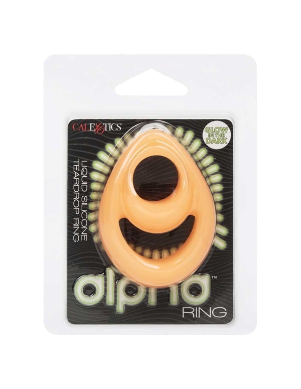 Alpha - Glow-In-The-Dark Liquid Silicone Teardrop Ring ALT4 view Color: OR