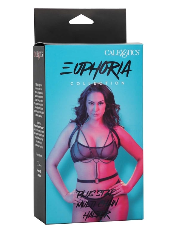 Euphoria - Plus Size Multi Chain Halter ALT2 view Color: BK