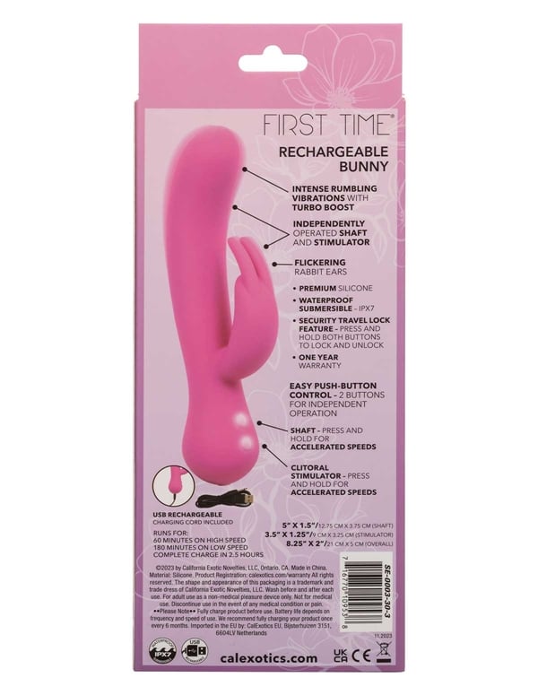 First Time - Rechargeable Bunny Vibrator ALT8 view Color: PK