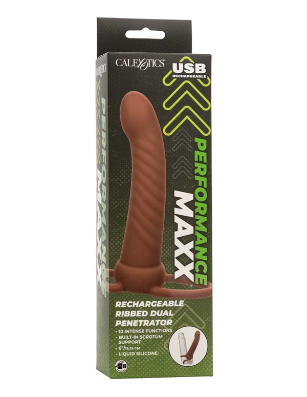 Performance Maxx - Rechargeable Ribbed Dark Dual Penetrator ALT8 view Color: CAR