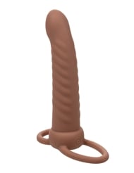 Front view of PERFORMANCE MAXX - RECHARGEABLE RIBBED DARK DUAL PENETRATOR