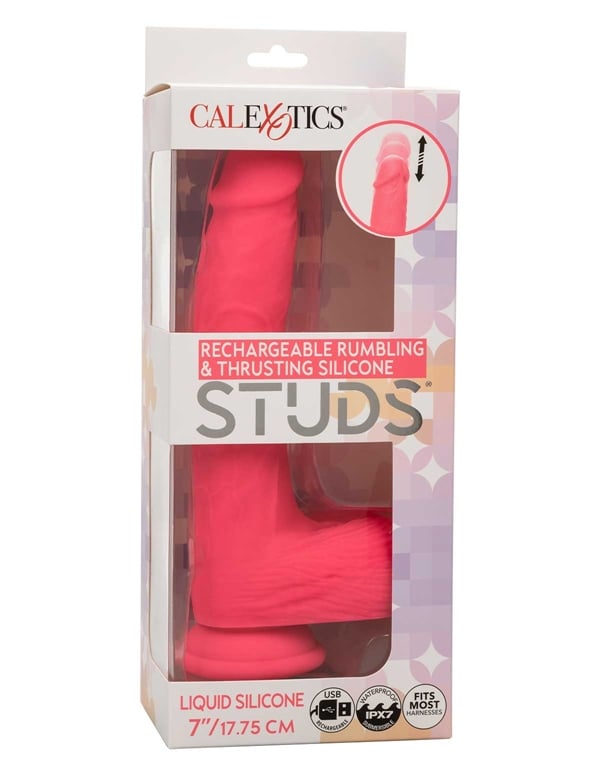 Studs - Rechargeable Rumbling And Thrusting Dildo ALT6 view Color: PK