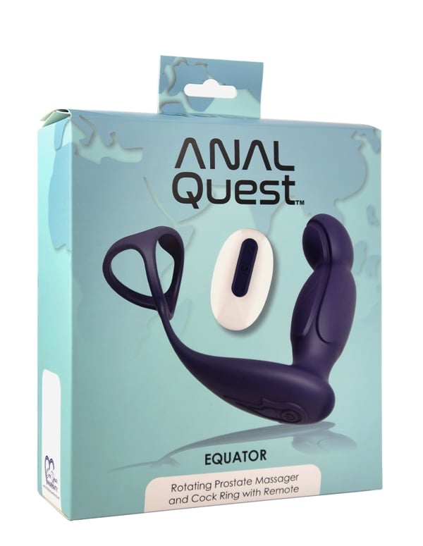 Anal Quest - Equator Rotating Prostate Plug & C-Ring W/ Remote ALT3 view Color: BL