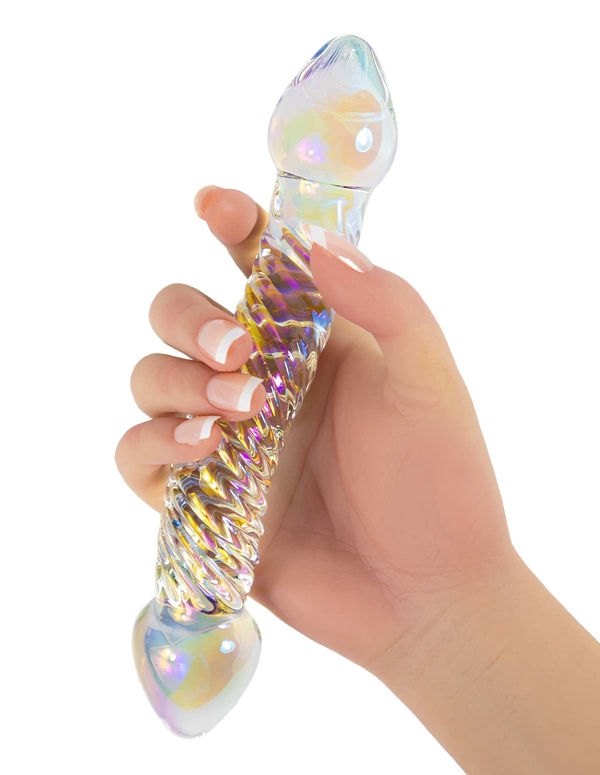 Glassy - Prisma Textured Glass Dildo ALT2 view Color: IDT