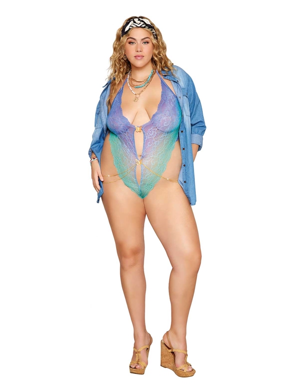 You're My Butterfly Ombre Plus Size Teddy ALT2 view Color: BL