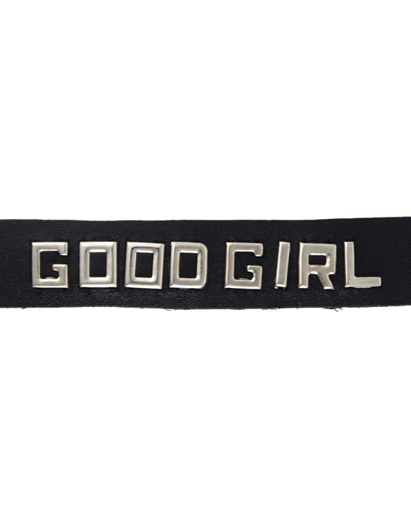 Black Leather Collar - Good Girl ALT3 view Color: BK