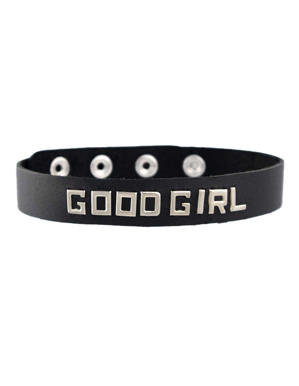 Black Leather Collar - Good Girl default view Color: BK