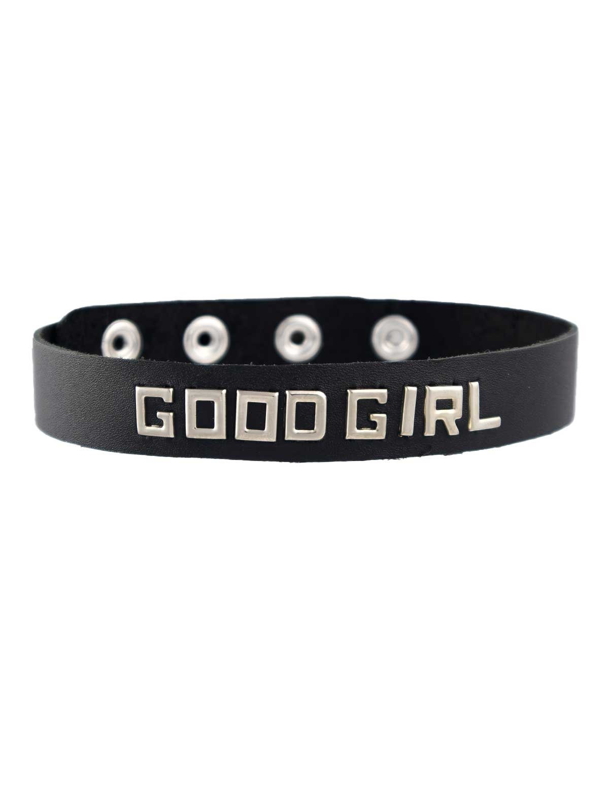 alternate image for Black Leather Collar - Good Girl