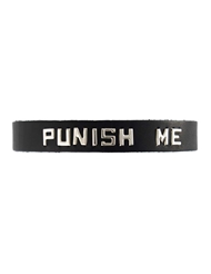 Front view of BLACK LEATHER COLLAR - PUNISH ME