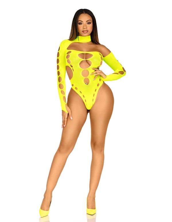 Asymmetrical Cut-Out Thong Back Yellow Teddy ALT3 view Color: NY