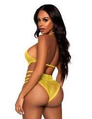 Alternate back view of YELLOW LACE CUT-OUT STRAPPY TEDDY