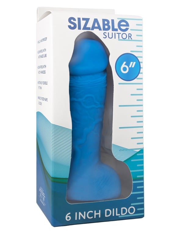 Sizable Suitor - 6 Inch Blue Dildo ALT5 view Color: BL