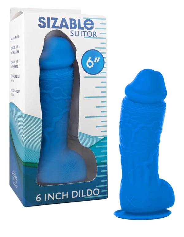 Sizable Suitor - 6 Inch Blue Dildo ALT7 view Color: BL