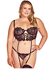 Additional BLACK view of product RILEY BLACK GARTER PLUS SIZE BUSTIER SET with color code BK