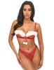 Additional RED/WHITE view of product HOLIDAY HONEY SHEER MESH BRA AND PANTY SET with color code RWH