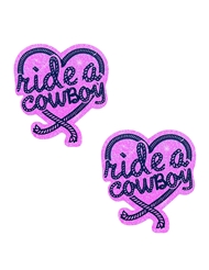 Front view of NIPZTIX RIDE A COWBOY HEART PASTIES