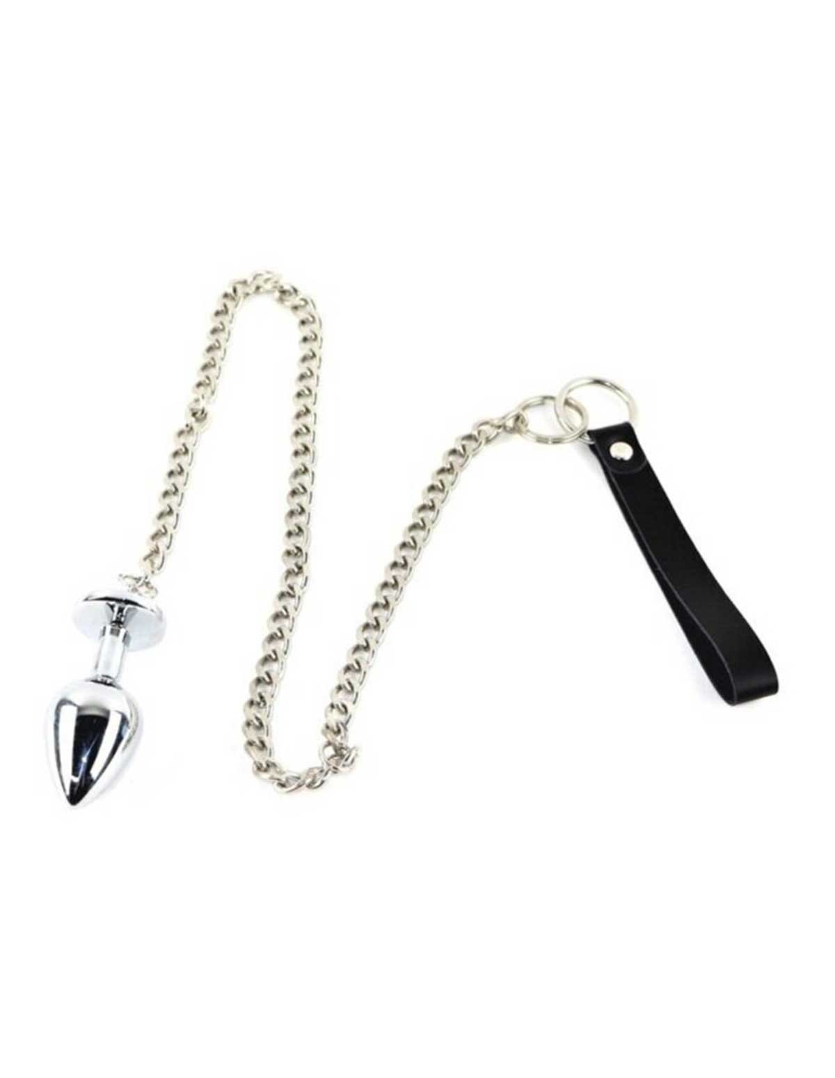 alternate image for Stainless Steel Jewel Butt Plug On A Leash