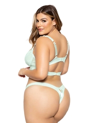 Alternate back view of DITSY LACE MINT LONG LINE PLUS BRA AND PANTY SET