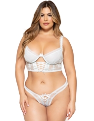 Front view of DITSY LACE LONG LINE BRA AND PANTY SET