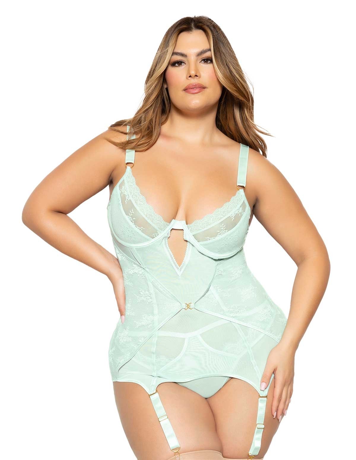 alternate image for Ditsy Mint Lace Plus Size Chemise