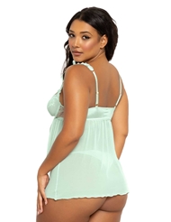 Alternate back view of DITSY LACE MINT BABYDOLL