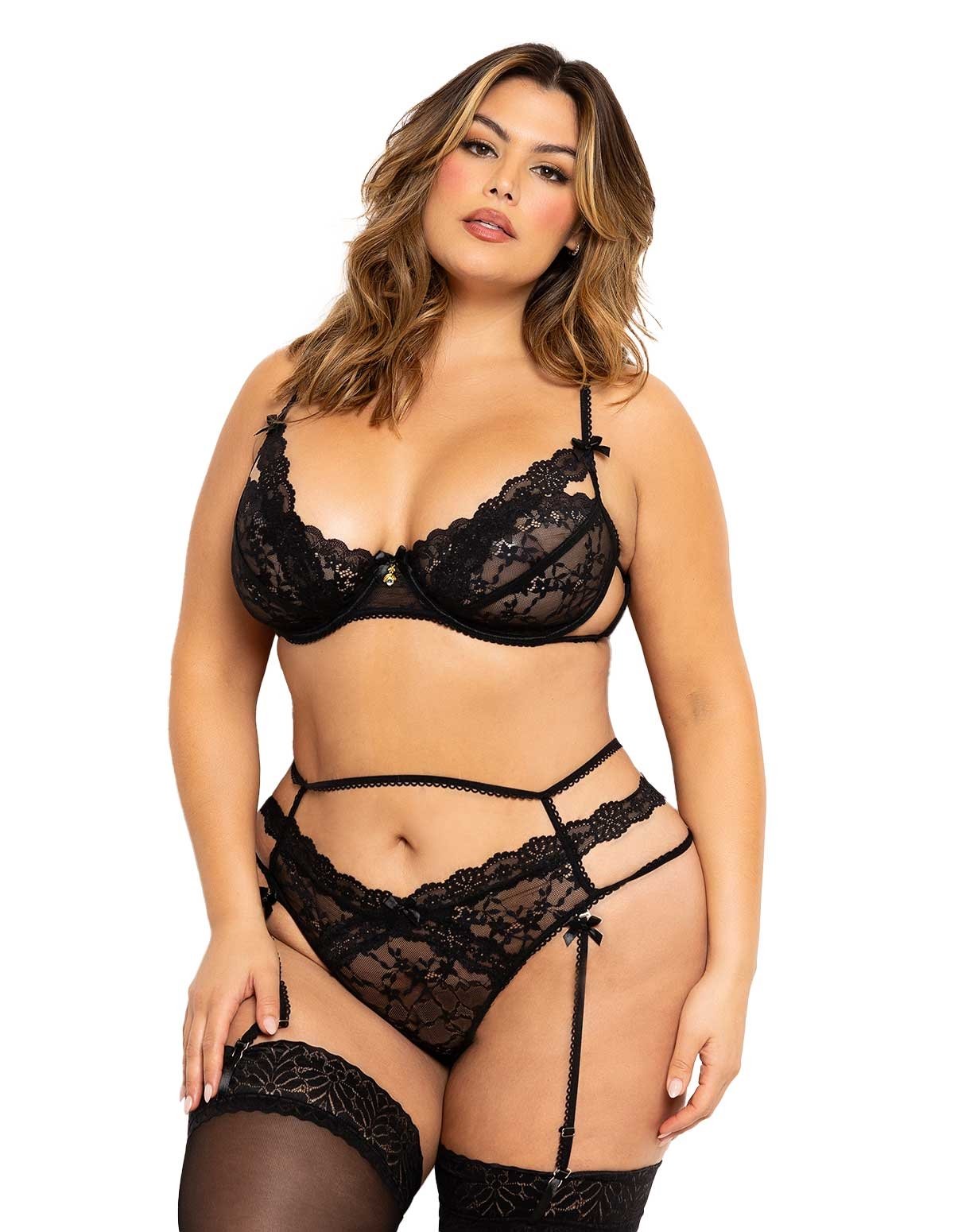 alternate image for Hollyhock Plus Size Bra And High Waisted Thong Set
