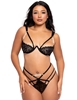 Additional BLACK view of product MARGARET BLACK BRA AND PANTY WITH PEARL DETAIL with color code BK