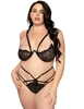 Additional BLACK view of product MARGARET BLACK PLUS SIZE BRA AND PANTY WITH PEARL DETAIL with color code BK